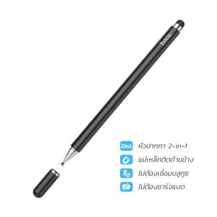 ปากกาสไตลัส 2-IN-1 HOCO GM103 ใช้งานได้ 2 หัว รองรับหน้าจอ แท็บเล็ต มือถือ ชนิด CAPACITIVE สีดำ_0